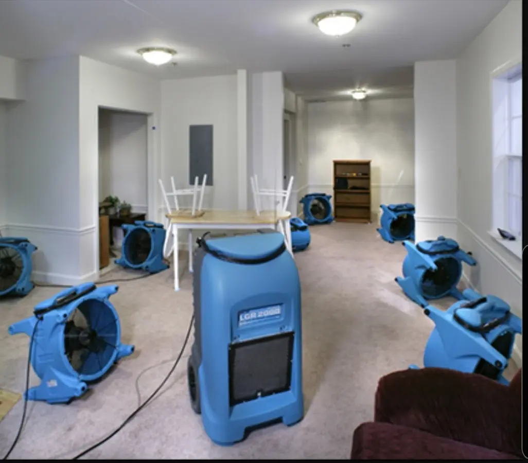 Air movers and dehumidifier setup for Water Damage Restoration in Briarcliff Manor