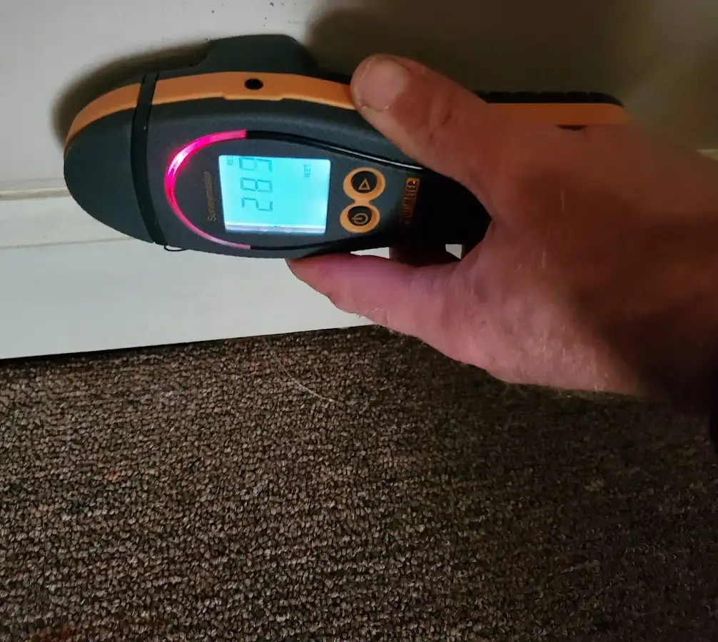 Moisture detection at baseboard during Burst Pipe Cleanup in Briarcliff Manor